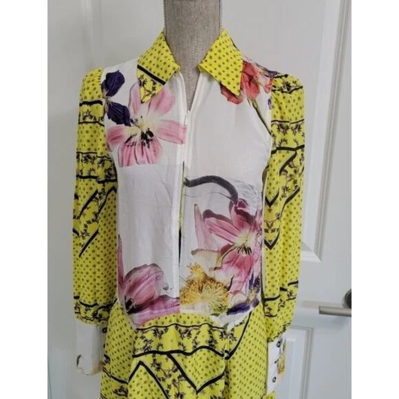 NEW GANNI Hemlock Silk Chiffon Floral Color Block Dress (SOLD OUT) - Size 38 - Picture 3 of 10